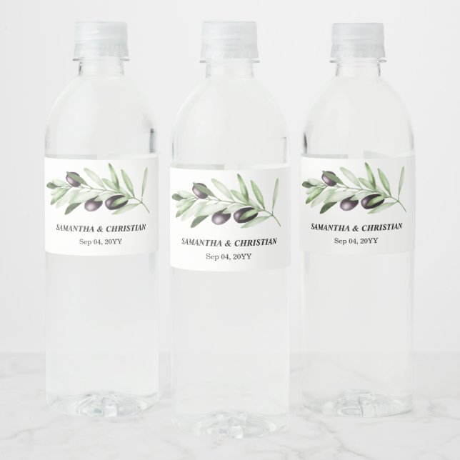 Olive Branch   Water Bottle Label (Flaschen)