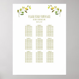 Olive branch wedding dinner seating chart poster