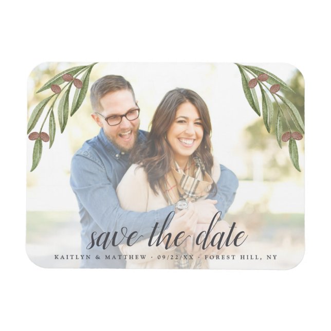 Olive Branch Wedding Foto Save the Date Magnet (Horizontal)