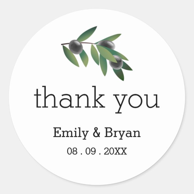 Olive Branch Wedding Vielen Dank Sticker (Vorderseite)