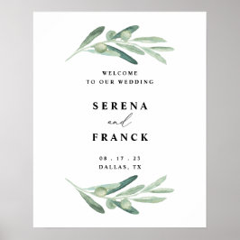 Olive Branch Wedding Welcome Sign, Wedding Poster