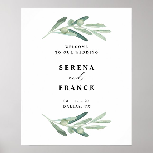 Olive Branch Wedding Welcome Sign, Wedding Poster (Vorne)