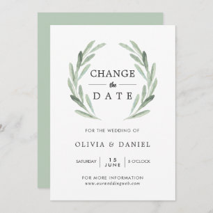 Olive Branch Wreath verändern das Datum Hochzeit Einladung