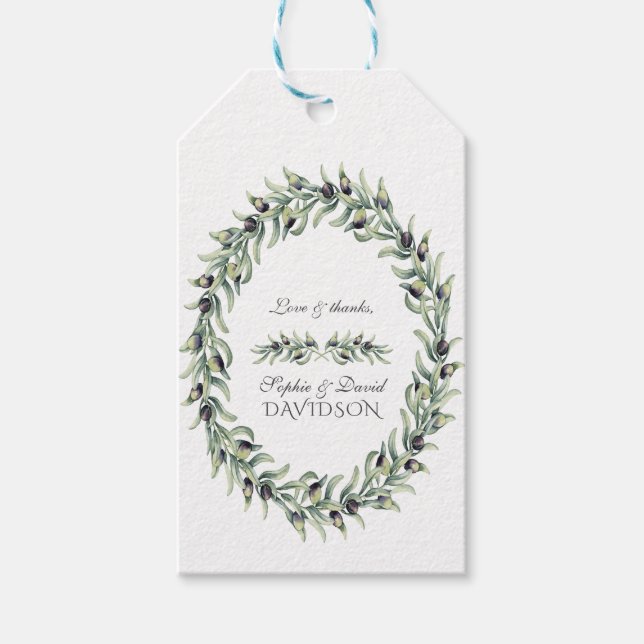 Olive Branches Wreath Wedding Geschenkanhänger (Vorderseite)
