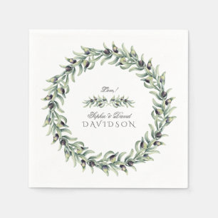 Olive Branches Wreath Wedding Serviette