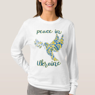 Olive Brande Taube des Friedens Ukrainische Fahne  T-Shirt