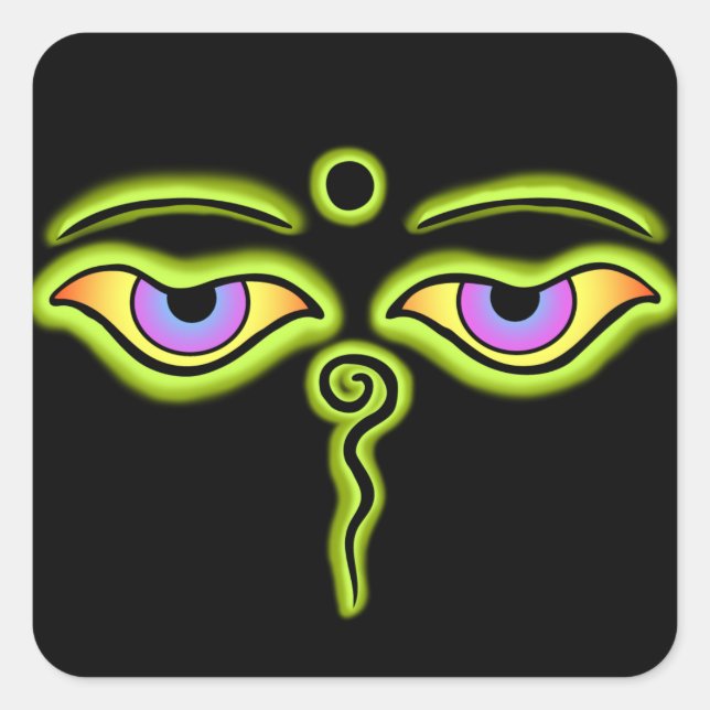 Olive Buddha Eyes.png Quadratischer Aufkleber (Vorderseite)