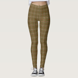 Olive Burgundy White Plaid Classic Leggings