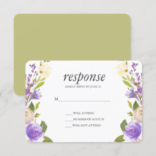 Olive Chic Lavender Floral Wedding Rsvp Reaktion Einladung