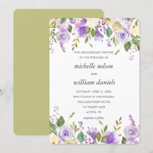 Olive   Chic Lavender Watercolor Floral Wedding Einladung