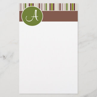 Olive Circle mit Streifen "Monogram A" Stationieru Briefpapier