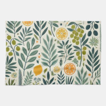 Olive & Citrus Imprimer Serviette de thé