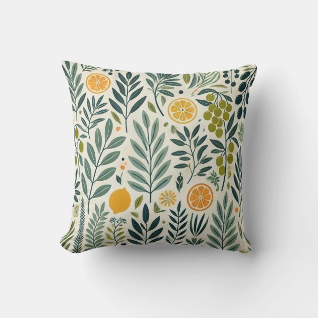 Olive & Citrus Print Cushion Kissen (Vorderseite)