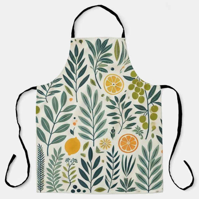 Olive & Citrus Print Schürze (Vorderseite)