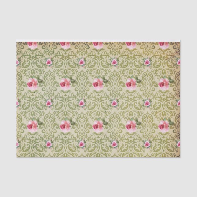 Olive Damask & Rose Tissue Paper Seidenpapier (Vorderseite)