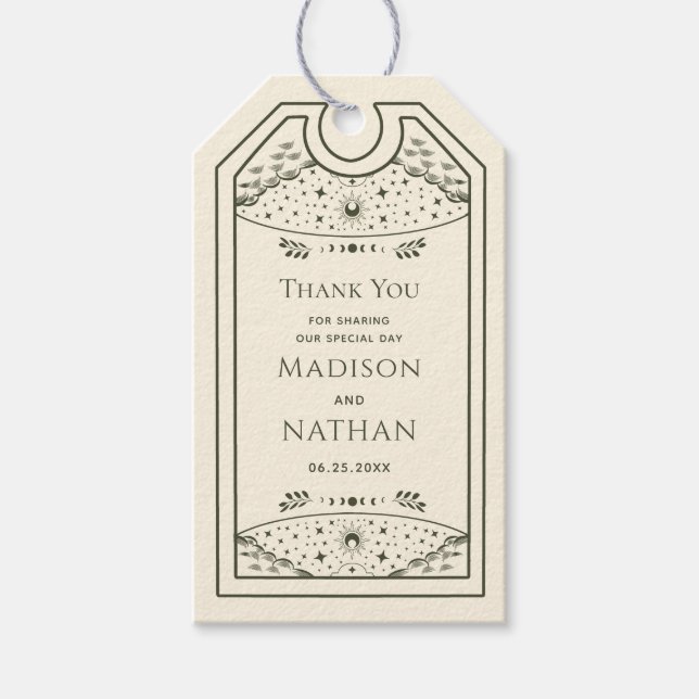 Olive Elegant Gothic Tarot Wedding Vielen Dank Geschenkanhänger (Vorderseite)