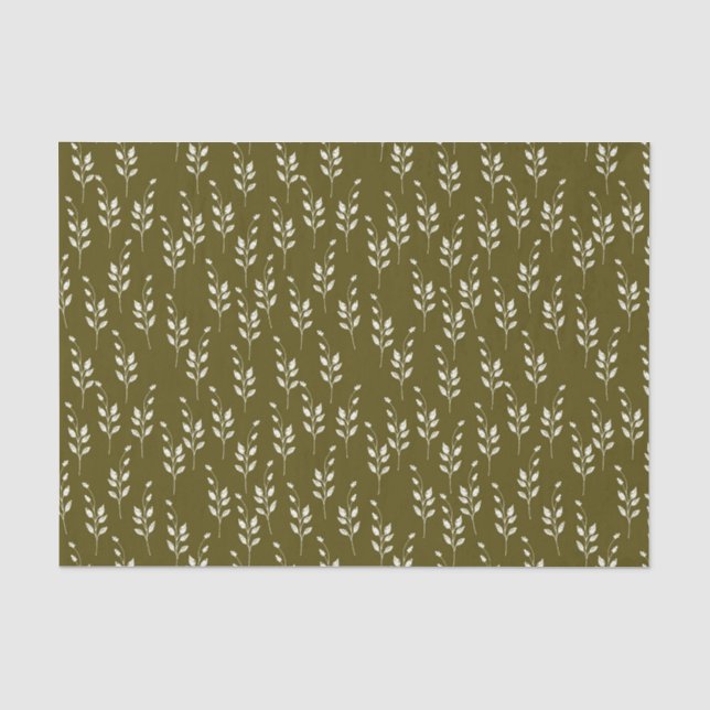Olive et papier de soie de soie botanique blanc (Recto)