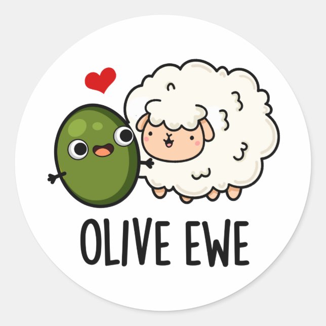 Olive Ewe Funny Liebe Puff Runder Aufkleber (Vorderseite)