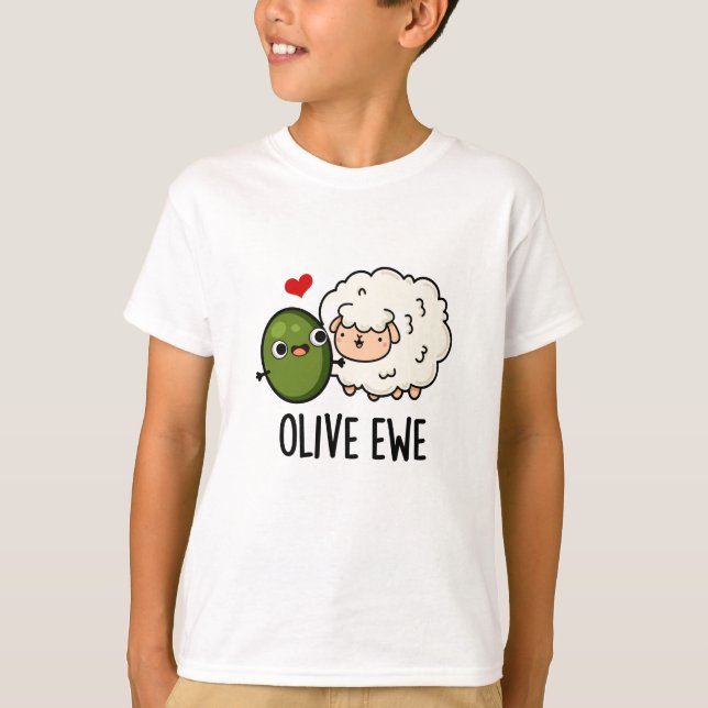 Olive Ewe Funny Liebe Puff T-Shirt (Vorderseite)