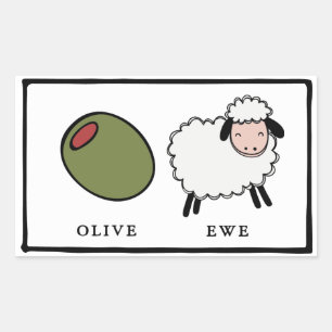 Olive Ewe Liebe Puns Rechteckiger Aufkleber