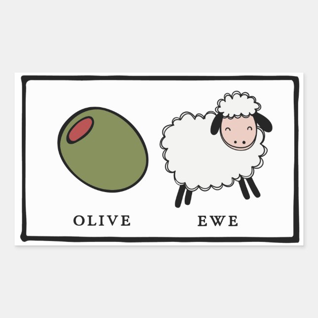 Olive Ewe Liebe Puns Rechteckiger Aufkleber (Vorderseite)
