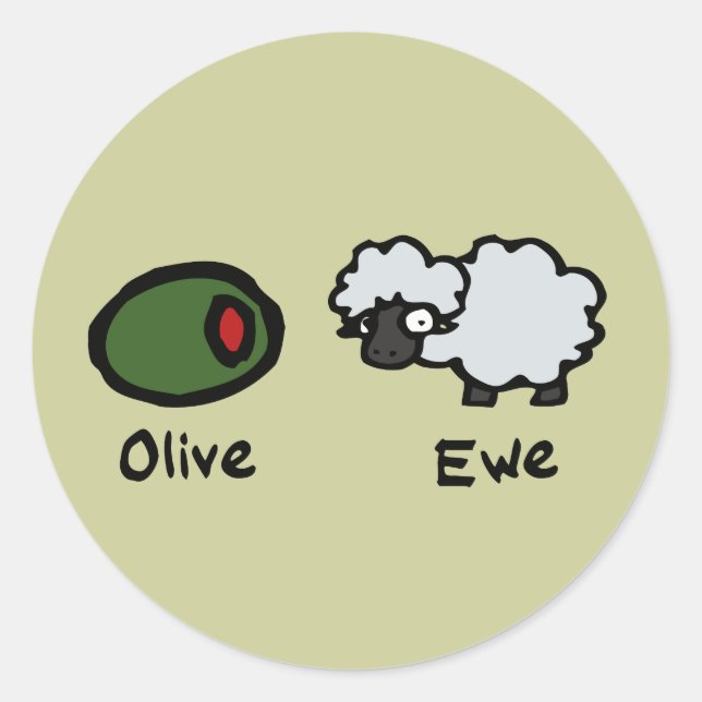 Olive Ewe Runder Aufkleber (Vorderseite)