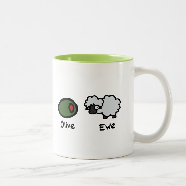 Olive Ewe Zweifarbige Tasse (Rechts)