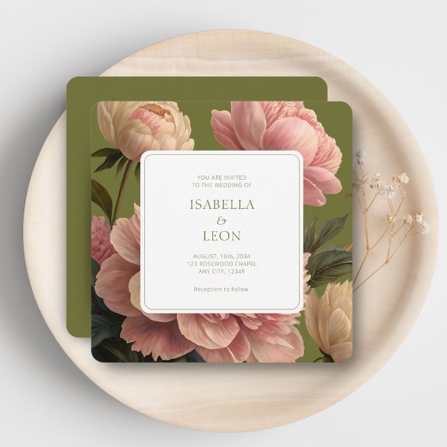 Olive | Faire-part de mariage Rose vintage (Créateur téléchargé)