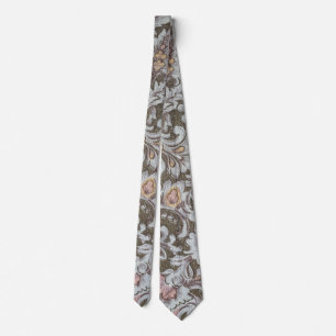 Olive floral Design in Pastellrosa und Gelb Krawatte