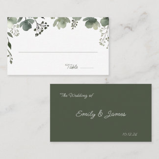 Olive Floral Wedding Platzkarte