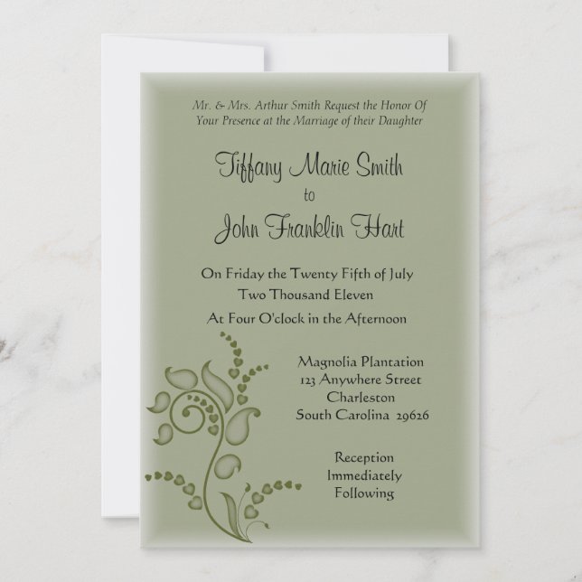 Olive Flower Wedding Invitations (Devant)