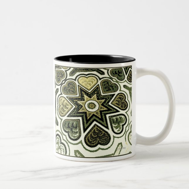 Olive Folk Art Hearts Tasse (Rechts)