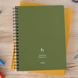 Olive foncé tendance Monogramme moderne hebdomadai