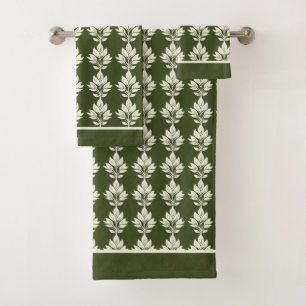 Olive foncé vert Élégant Motif feuille