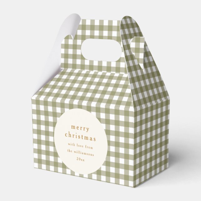 Olive Gingham Kariert Personalisiert Geschenkschachtel (Vorderseite)