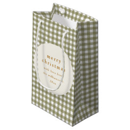 Olive Gingham Kariert Personalisiert Kleine Geschenktüte