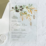 Olive Gold Branch Arabian Lantern Islamic Wedding Acryleinladungen<br><div class="desc">Amaze your guests with this elegant wedding invite featuring beautiful leaves and traditional hanging lanterns with 'Bismillah' in Arabic calligraphy. Simply add your event details on this easy-to-use template to make it a one-of-a-kind invitation.</div>