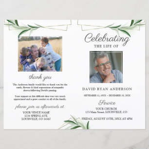 Olive Gold Order of Service Memorial Foto Program