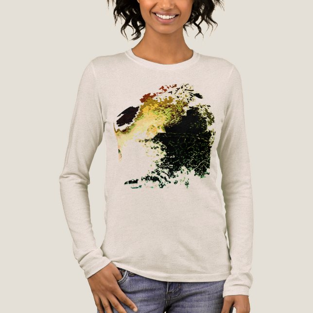 Olive Gold Tan Airbrush Paint Splash MCM Look Tri-Blend Shirt (Vorderseite)