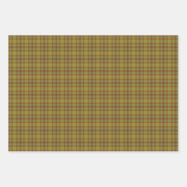 Olive Gray Brown Orange Plaid Tartan Rustic Geschenkpapier Set