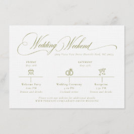Olive Gree Monogram Wedding Details Enclosure Card Begleitkarte