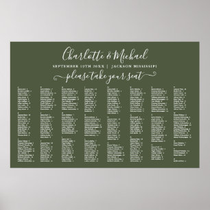 Olive Green 300 Names Hochzeitstabelle Poster