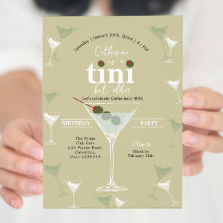 Olive Green A Tini Bit Older Martini Geburtstag Einladung