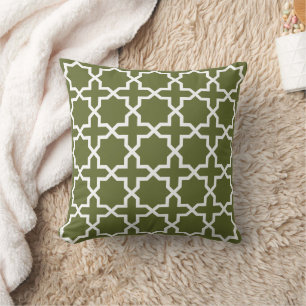 Olive Green ACHGHT POINTED STAR Marokkanisches Mus Kissen