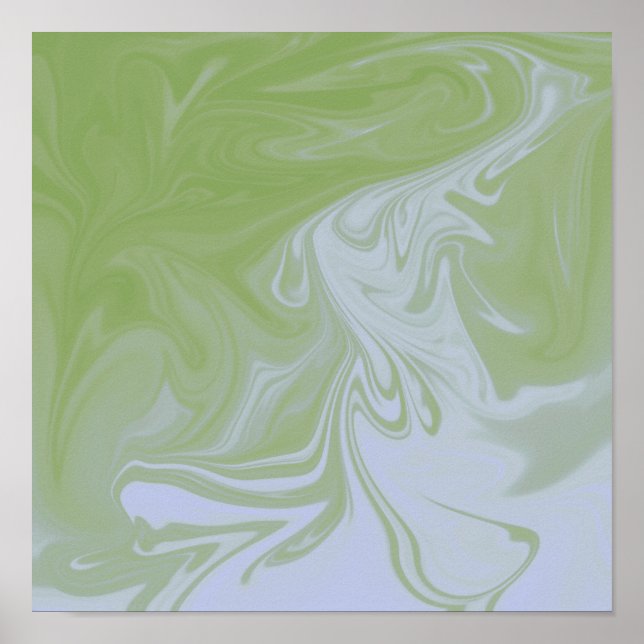 Olive Green, affiche d'Art Liquide Blanc (Devant)