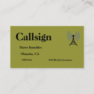 Olive Green Amateur Radio Call Sign Visitenkarte