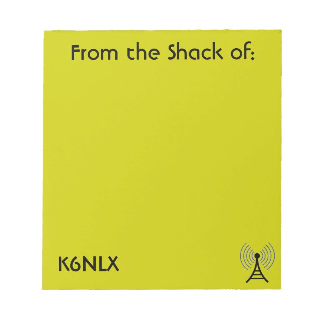 Olive Green Amateur Radio Call Signature Notepad Notizblock (Vorderseite)