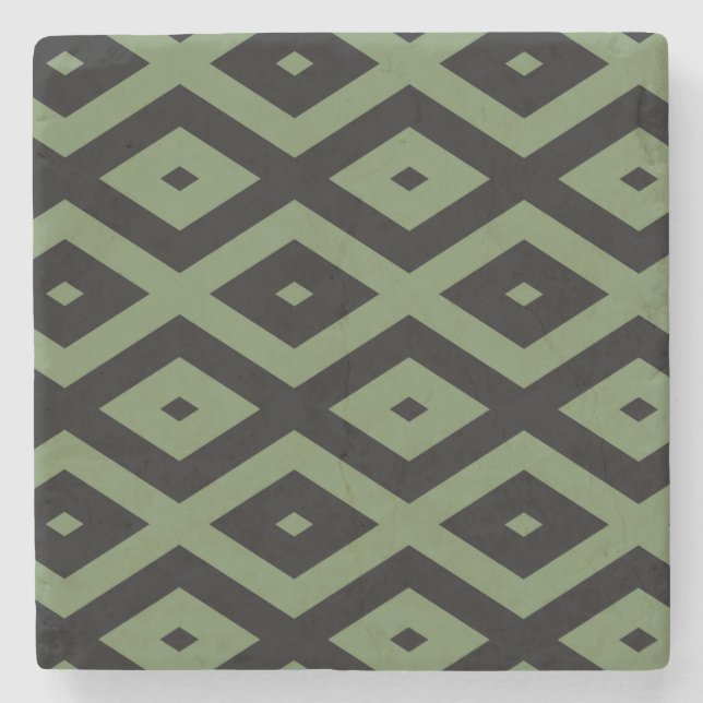 Olive green and black diamond pattern steinuntersetzer (Vorderseite)