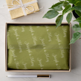 Olive Green And Elegant Cream Script Boho Wedding Seidenpapier