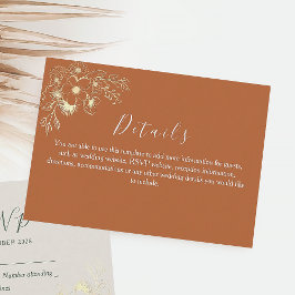 Olive Green and Terracotta Wedding Details Card Begleitkarte